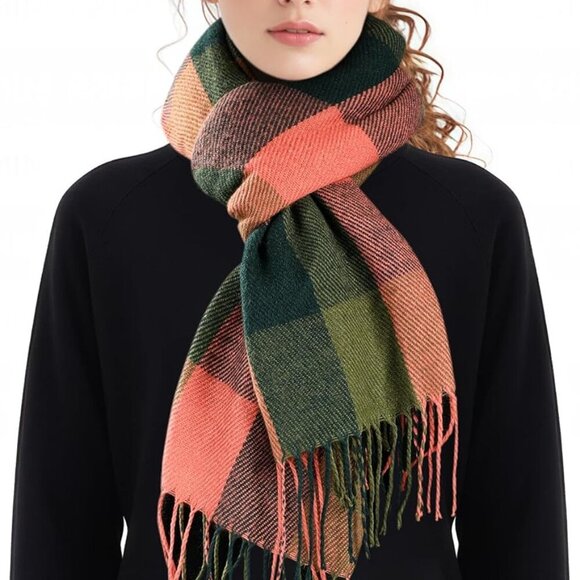 Scarf for Women - Women's Fall Winter Scarfs, Classical Scottish Checked Long Sh - Picture 9 of 9